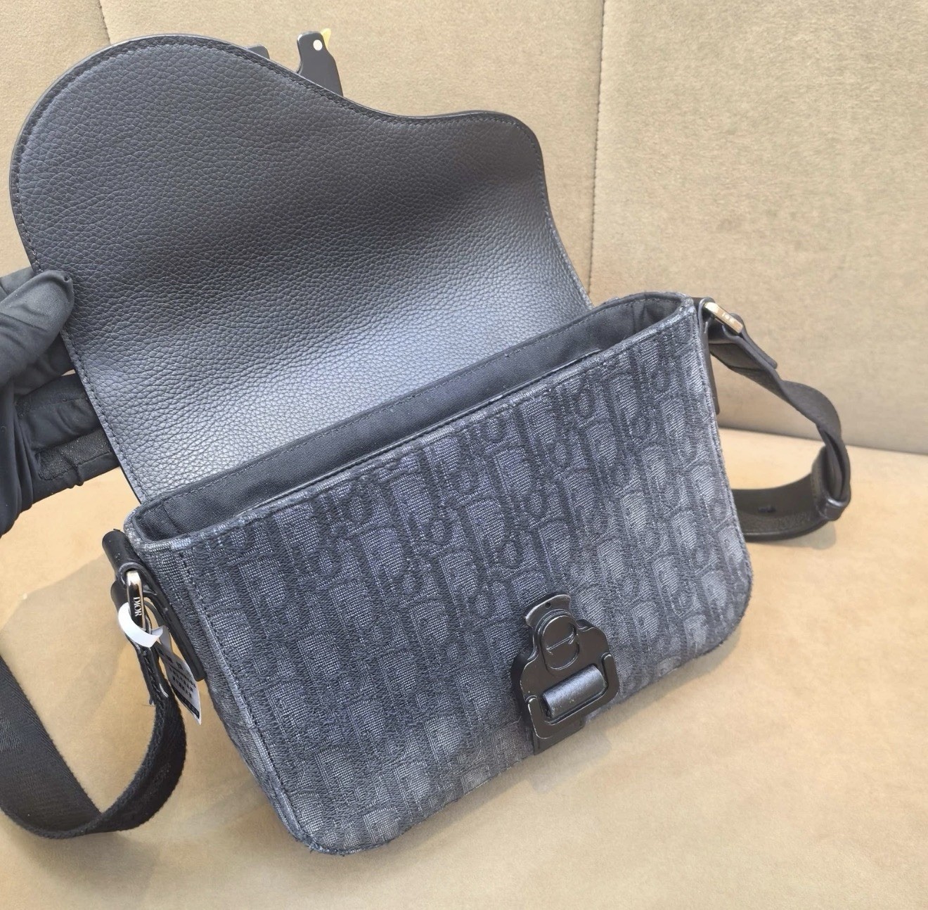 Mens Black Dior Messenger Bag