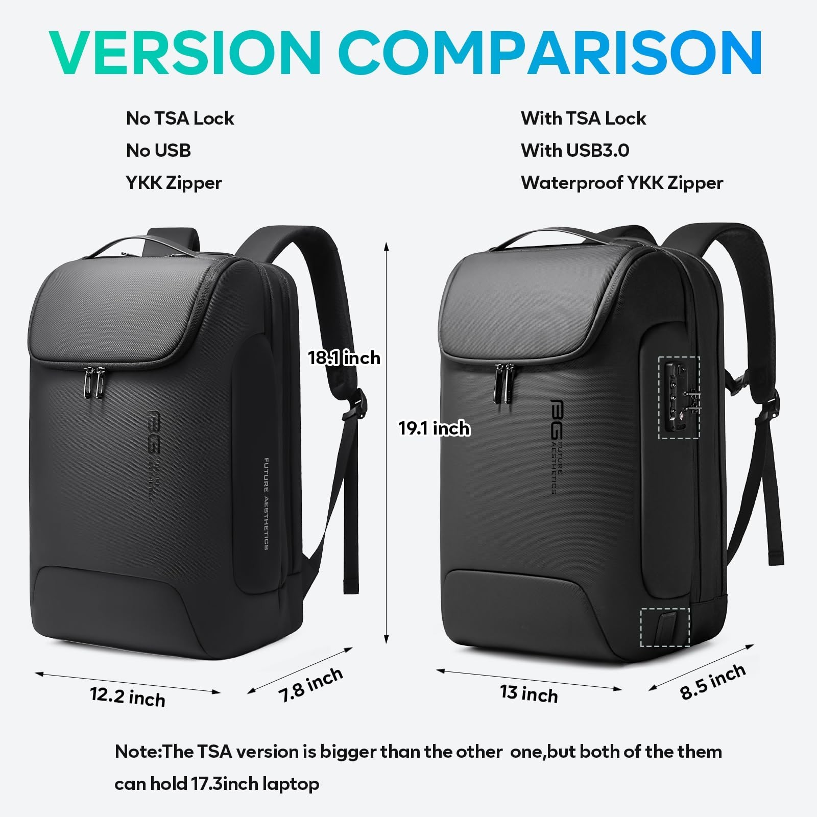Anti-Theft Waterproof Travel Backpack with USB Charging Port – Fits 17.3″ Laptop