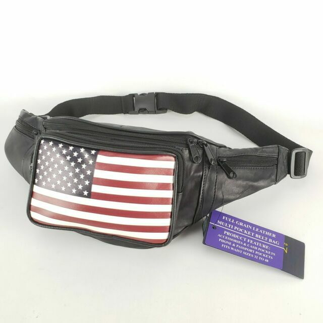 Stone Mountain USA American Flag Leather Waist Fanny Pack Belt Pouch NWT