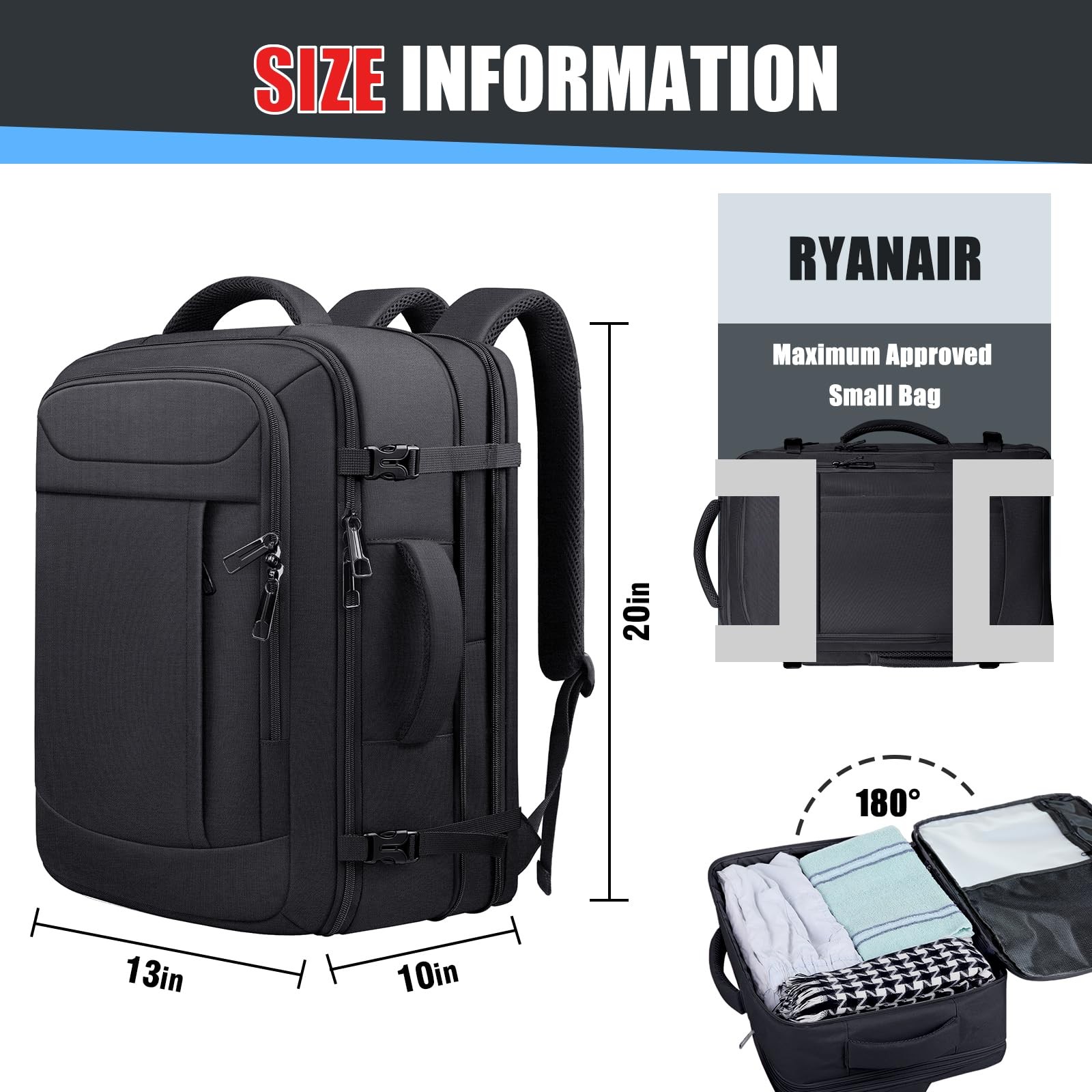 Travel Backpack,Expandable 40-50L Carry On Backpack,Extra Large Anti-Theft TS…