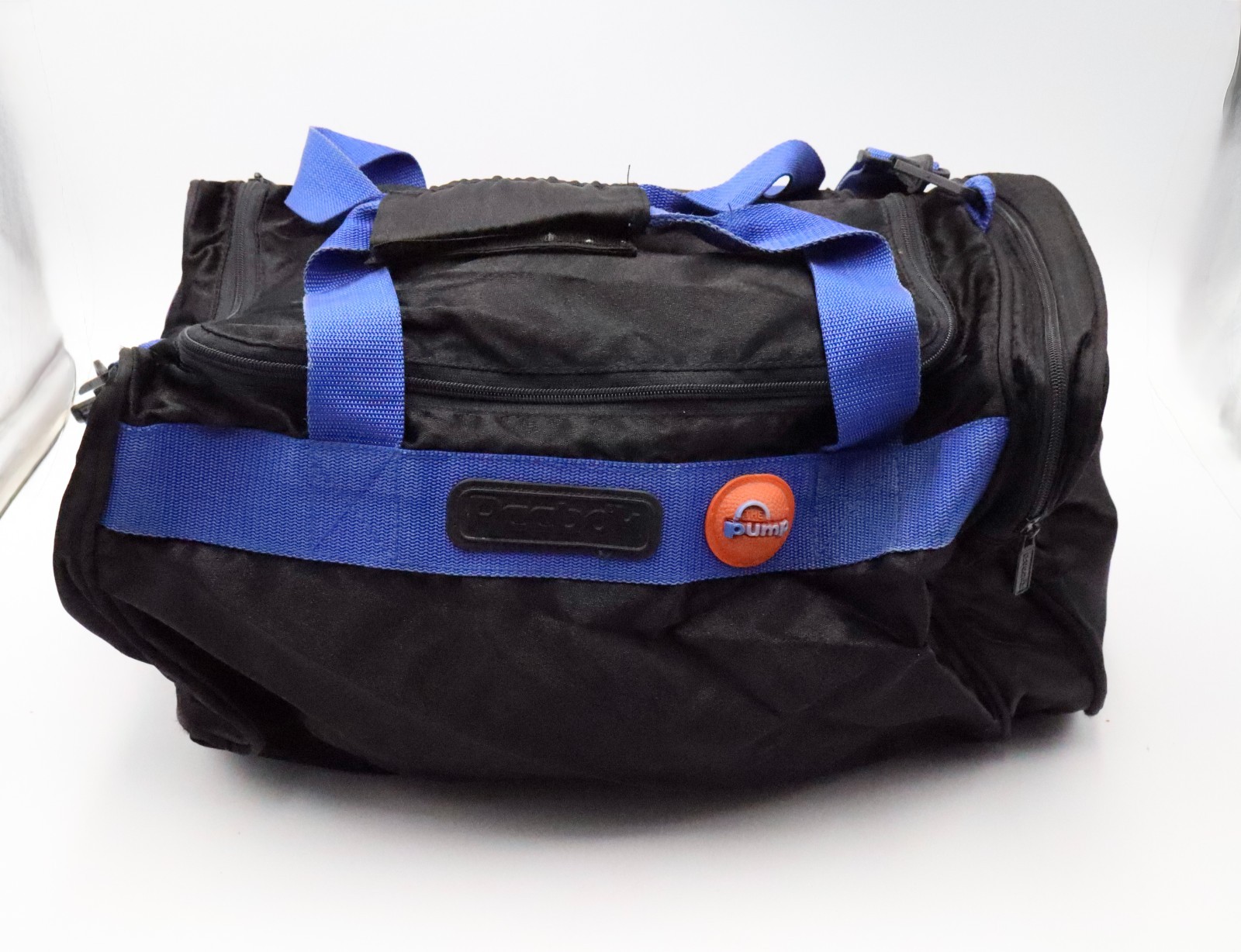 Vintage Reebok The Pump Duffle Bag Black Blue Gym Travel Sports 90s Retro Rare