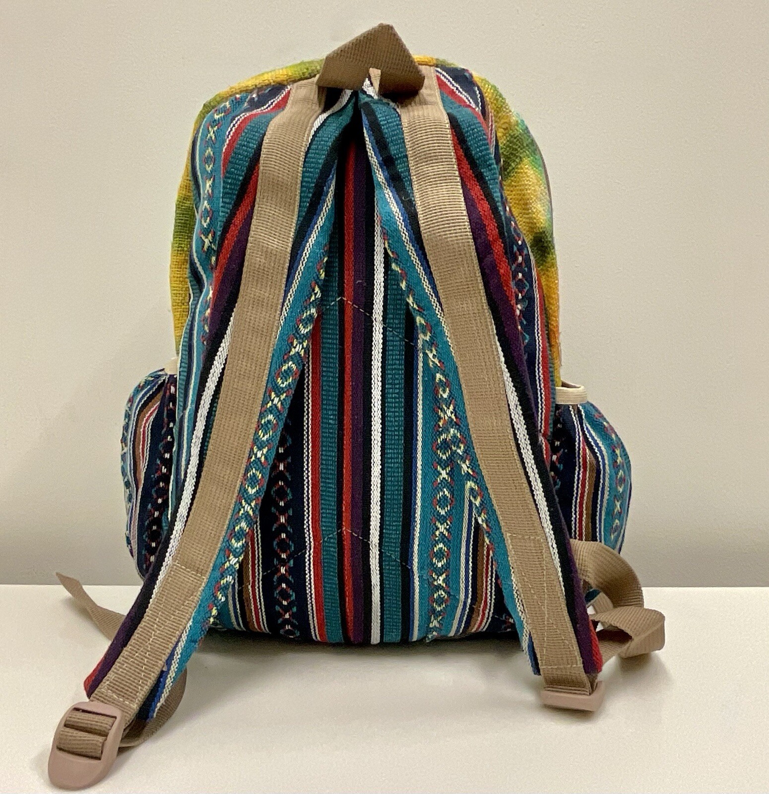 Hemp Backpack (Sun And Moon) With Laptop Pocket Nepal Fair Trade Hiking Boho
