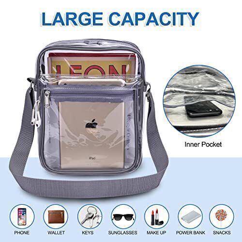 USPECLARE Clear Purse Stadium Clear Messenger Bag Stadium Approved for Men and