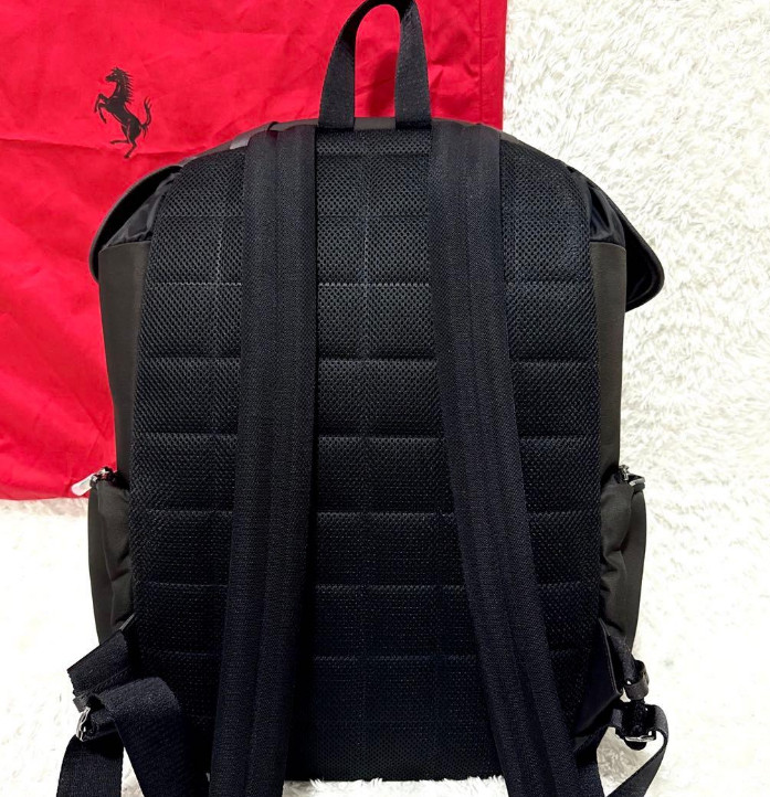 Ferrari Purosangue Black Leather Backpack with Storage Bag Original Genuine