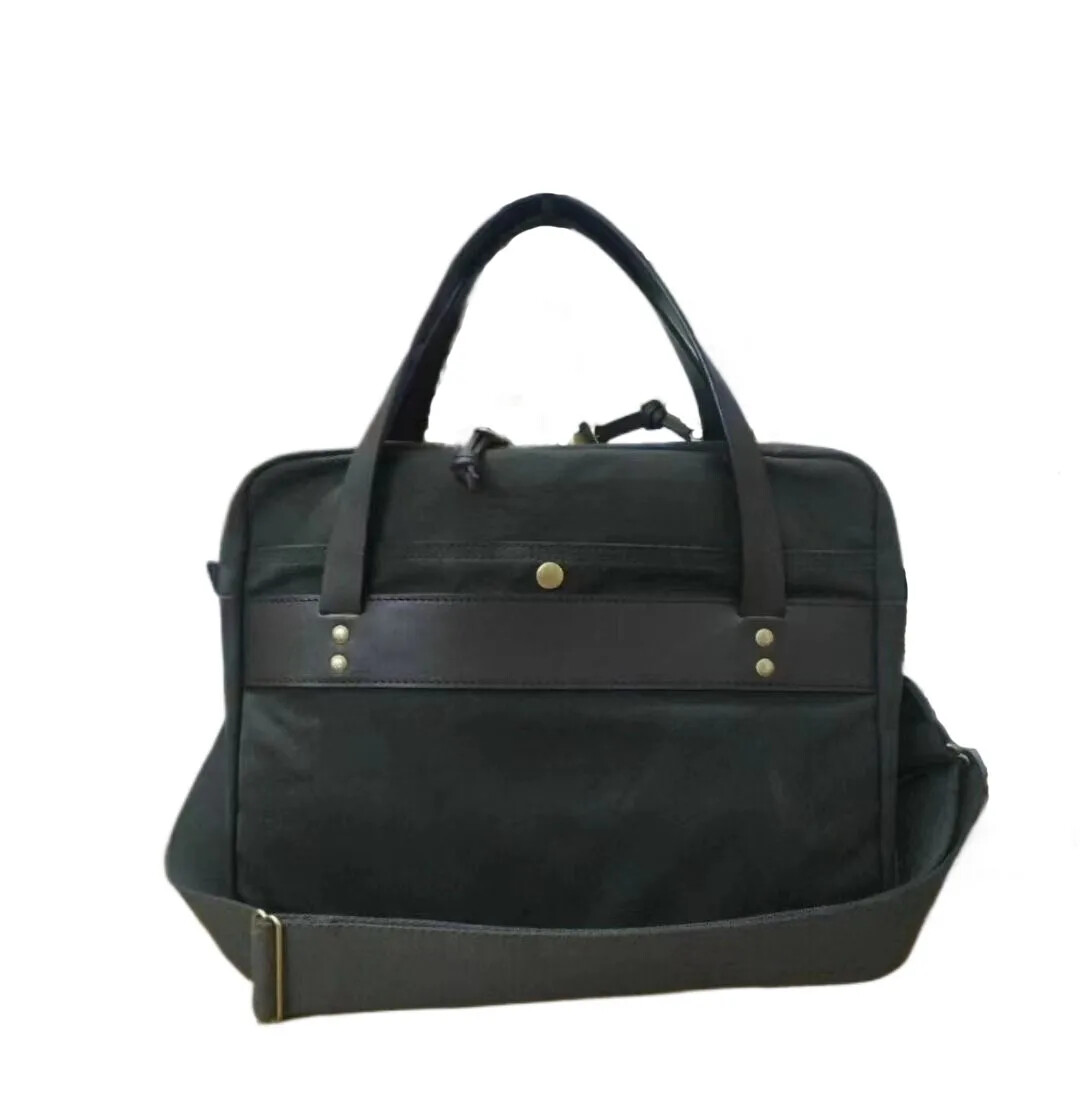 Heavy Wax Canvas Shoulder Handbag Size 37*30*8cm Business Men’s Briefcase