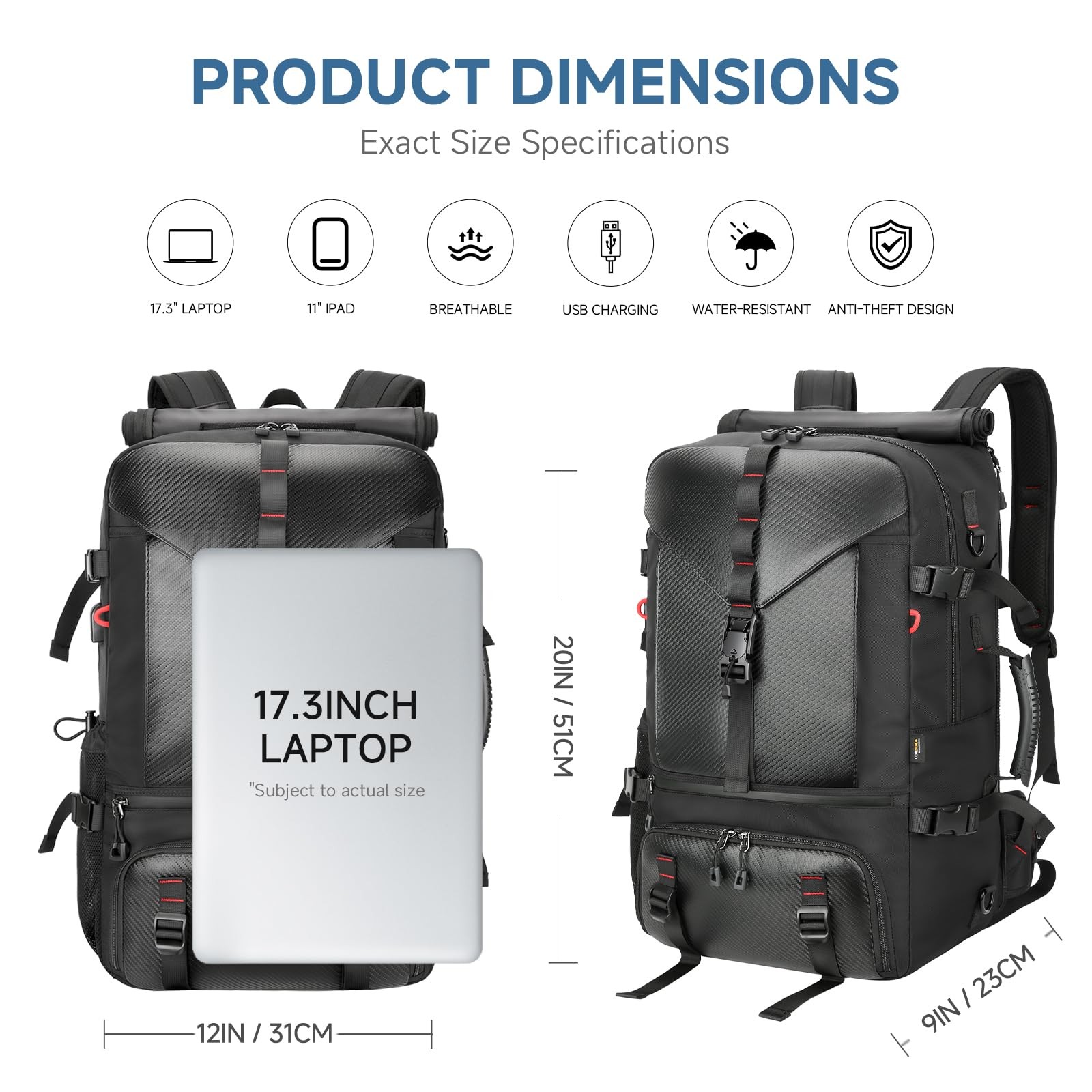 Carry-on Travel Backpack for Men, Airline Approved Convertible Duffle Backpac…