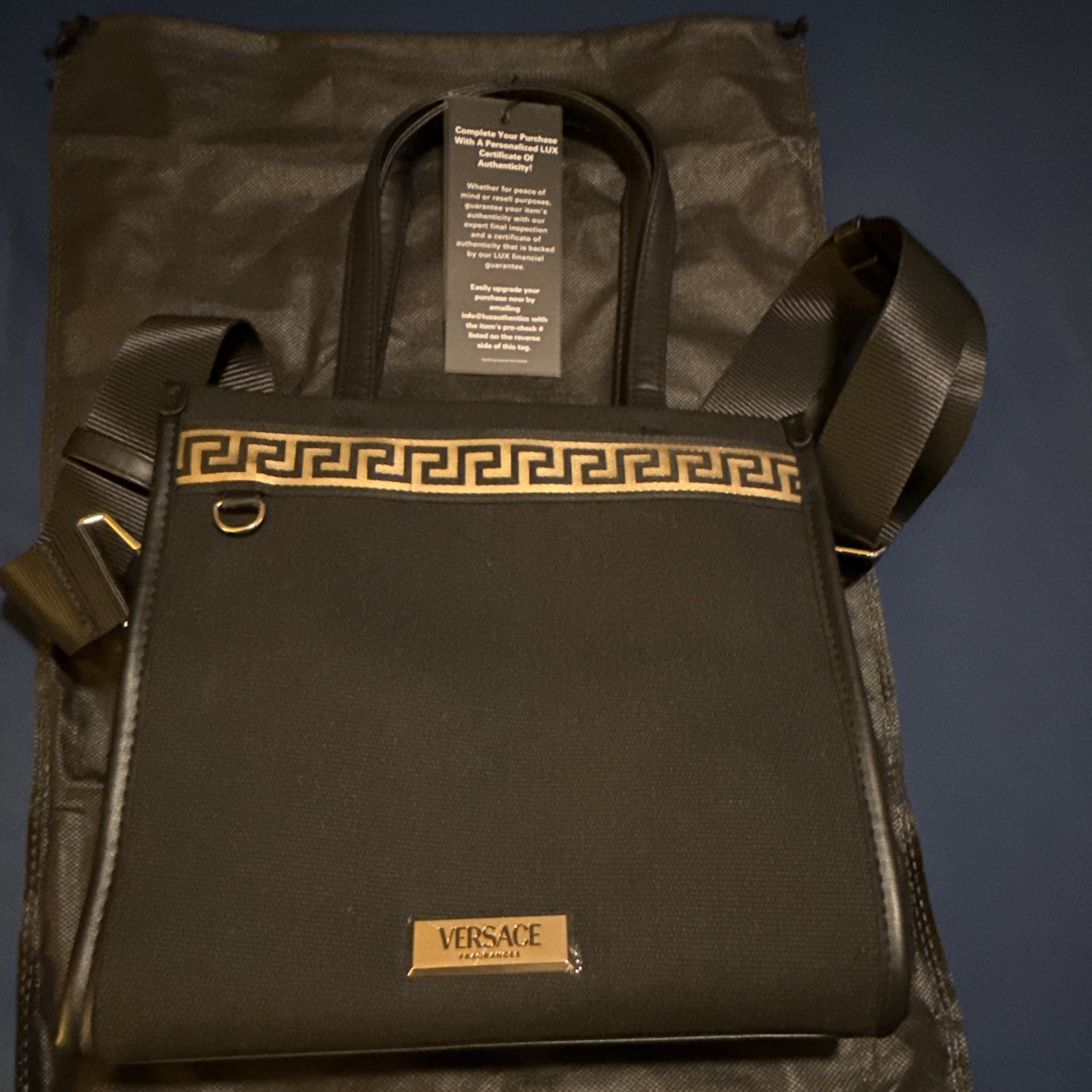 Versace Fragrances Limited Edition Canvas Tote bag Zip Closure Adjustable Strap,