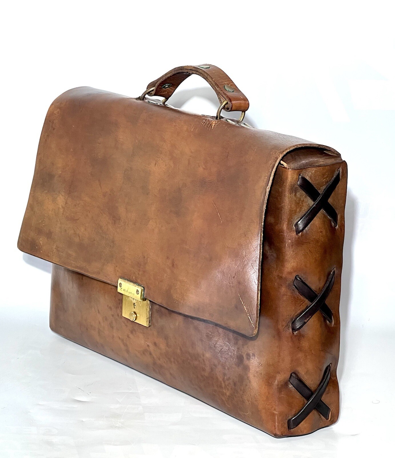 Vintage Leather Hand Crafted Personalized Briefcase Document Split Bag Brown 16″