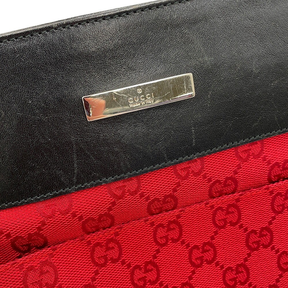 GUCCI GG Canvas Shoulder Bag GG Canvas/Leather Red/Black 0190348