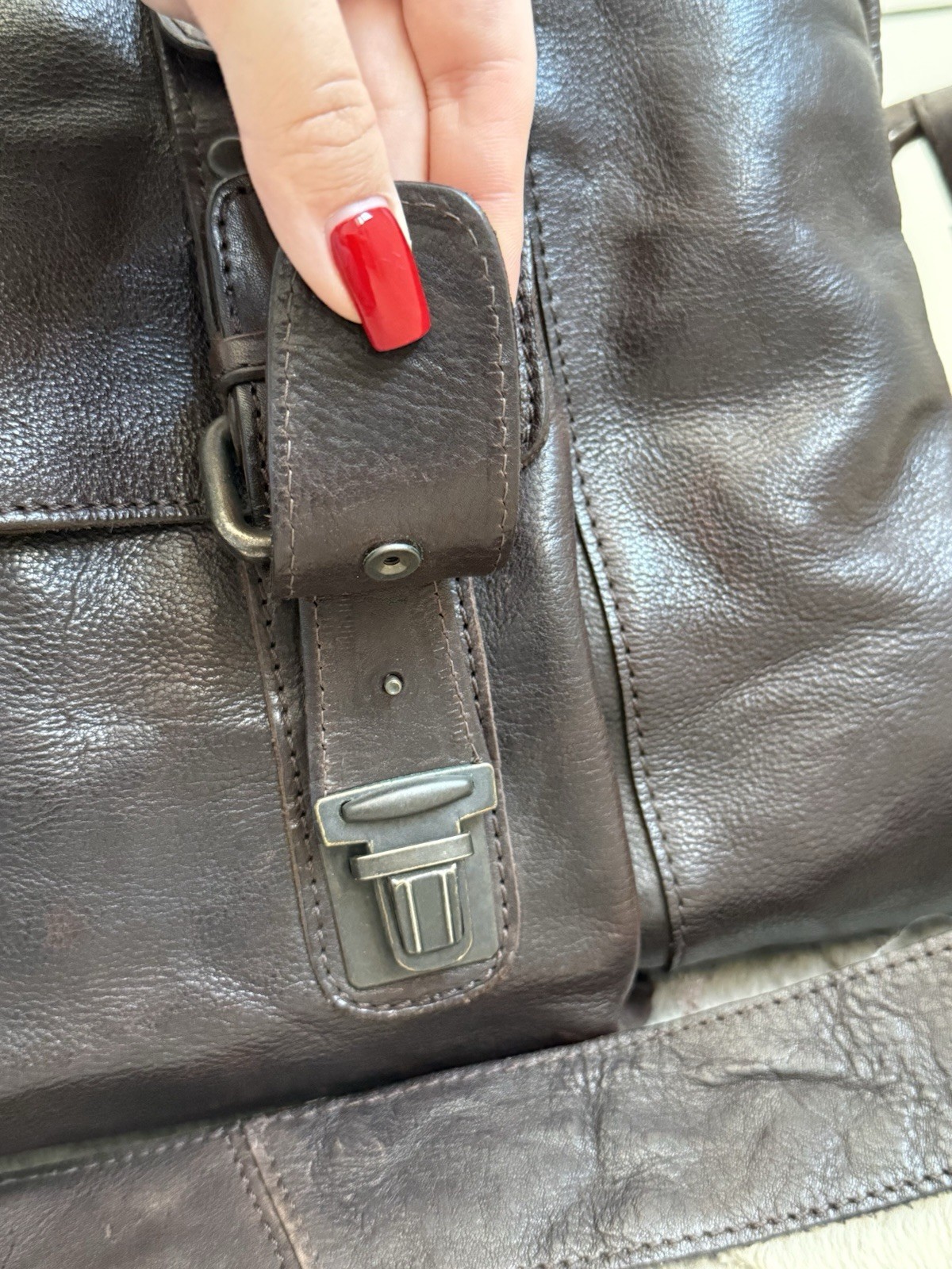 Aunts & Uncles Barber Men’s Leather Travel Weekend Brown Bag Retro Style
