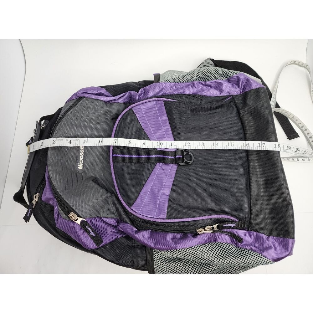 Microsoft Backpack Laptop Bag Zipper Pockets Purple Black