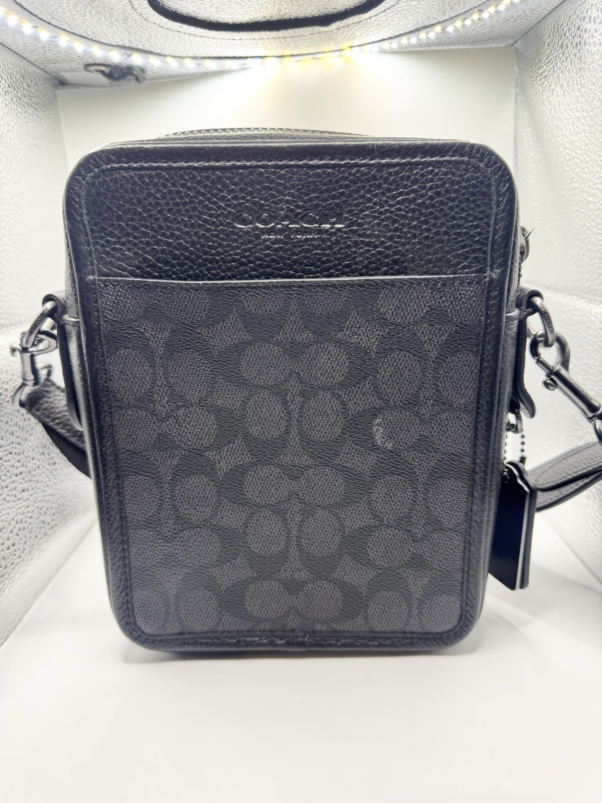 NWT COACH Sullivan Crossbody Bag Signature Canvas Leather CAT78 Charcoal Black