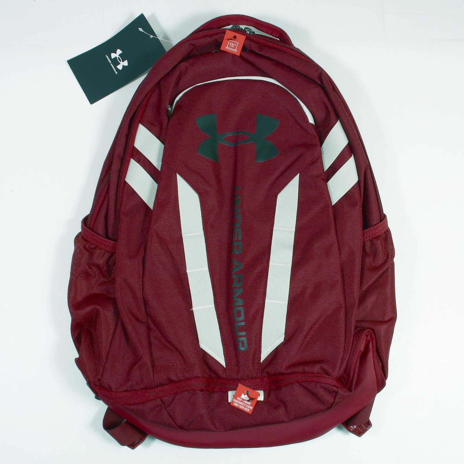 Under Armour UA Hustle 5.0 Unisex Backpack, 1361176- Cardinal/Summit White/Black
