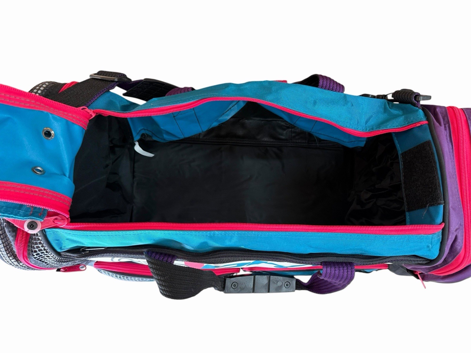 OGIO Pro 45CM Gym Bag Neon Pink Teal Purple Side Pockets Double Zip Top