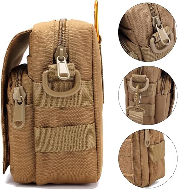 Men’s Tactical Backpack Utility Belt Pouch with Shoulder Strap for Outdoor Sport