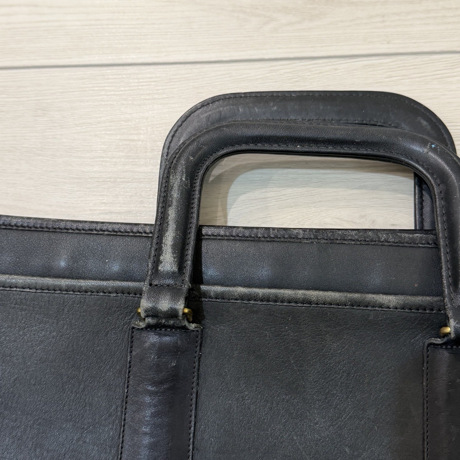 Vintage Coach Embassy Leather Briefcase Laptop Bag British Black 16”x10”