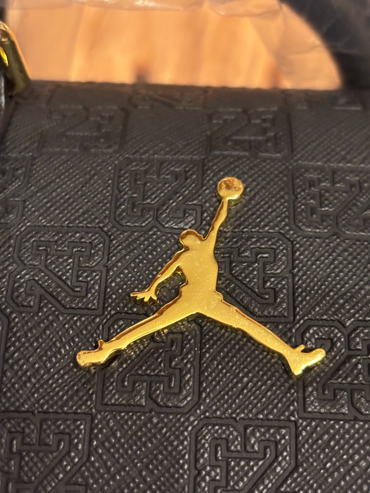 Nike Jordan Monogram Mini Duffle Bag Black Metallic Gold MA9169 K5X NWT