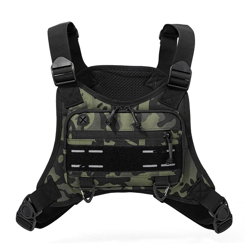 Tactical Front Chest Rig Bag Vest for Camping Hunting Shoulder Bag Men Fishing C