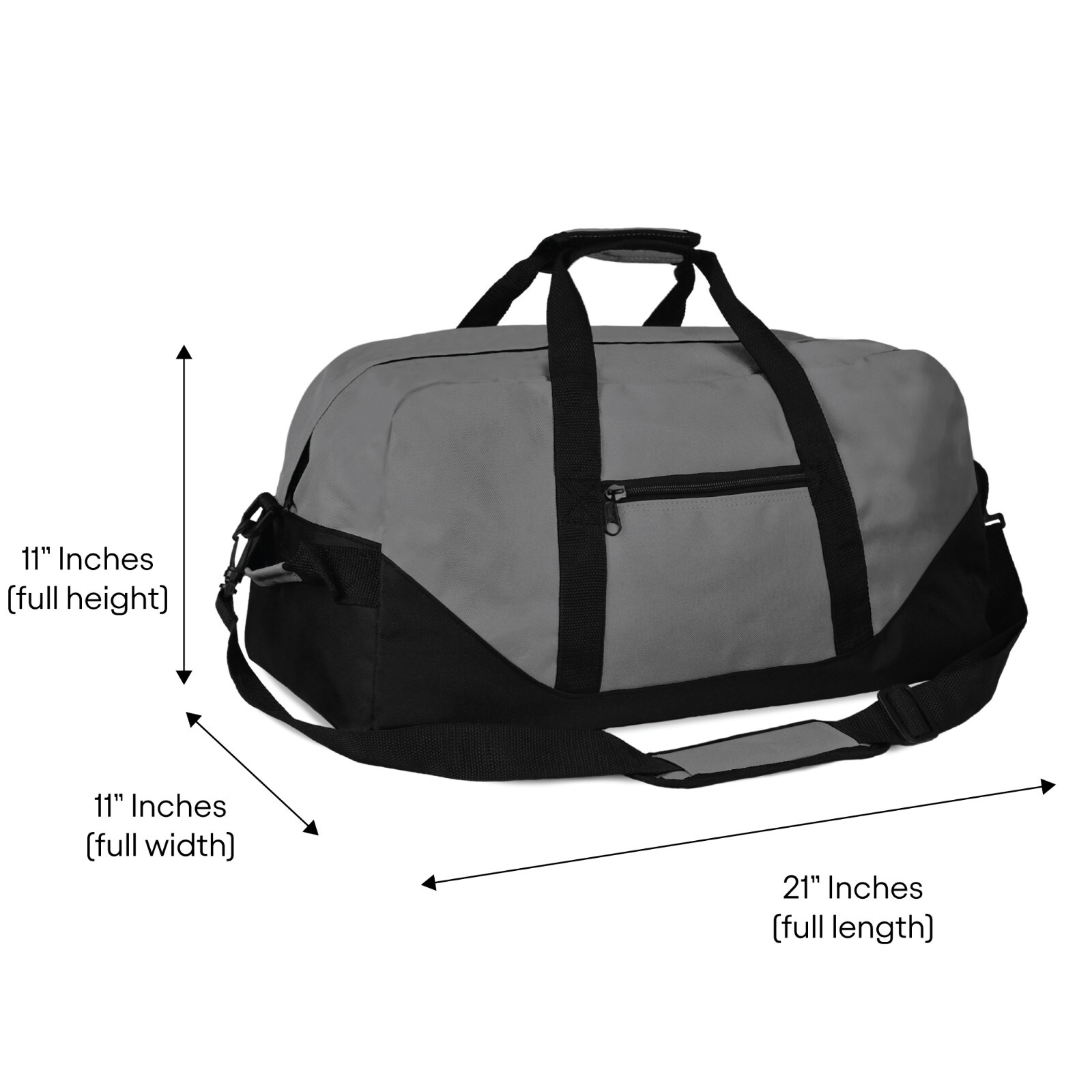 DALIX 21″ Large Duffle Bag Sports Gym Ditty Bag Traveling Kit Bag in Gray Duffle