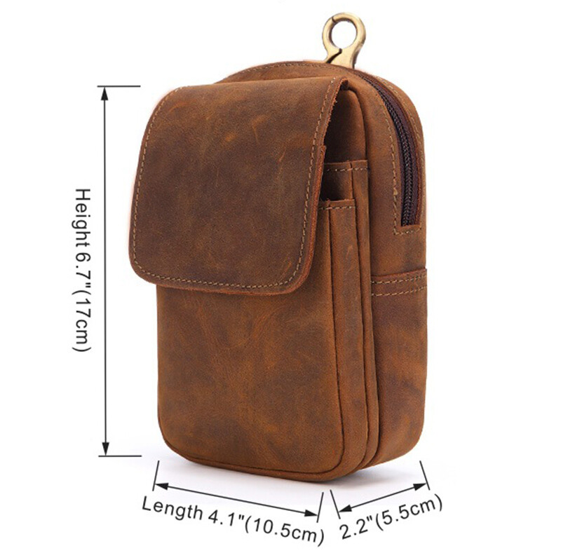 Men’s Genuine Leather Belt Bag Waist Fanny Pack Cell Phone Pouch Wallet Purse