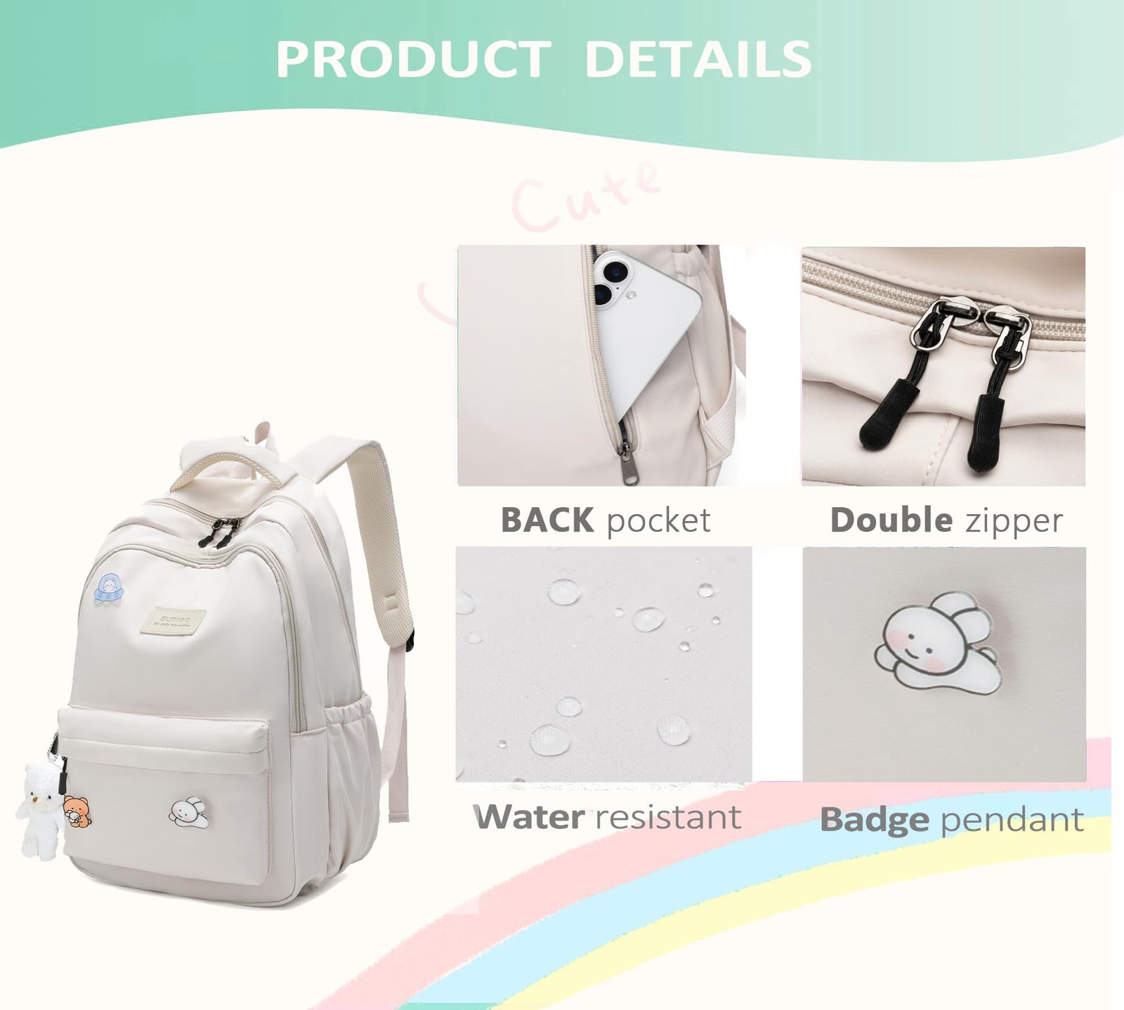 School Backpack for Teen Girls Cute Bookbag for High Middle School College Ae…