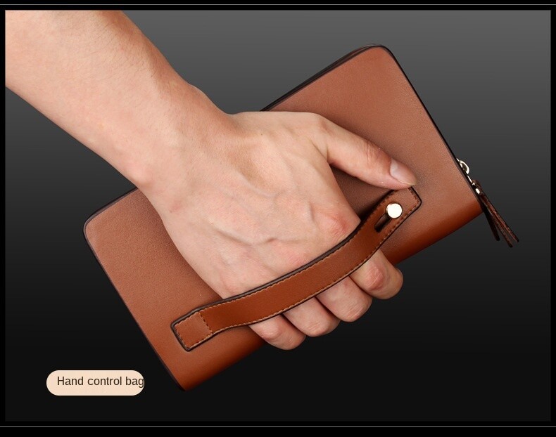 Mens Wallet Leather Zipper Large Phone Card Holder Bag Business Clutch Handbag
