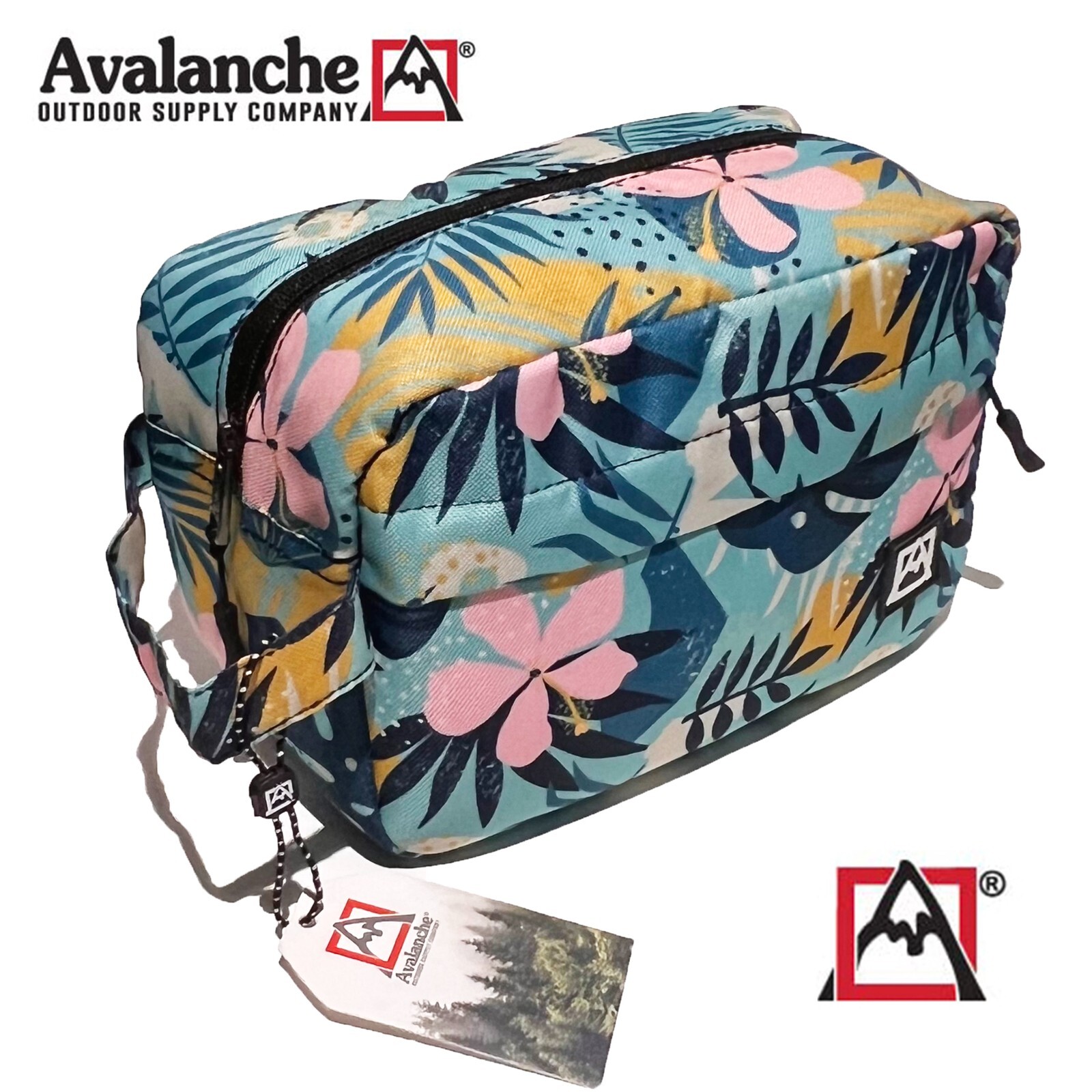 Avalanche Outdoor Sup Travel Case Water-Resist Toiletry Bag Turq Tropical Floral