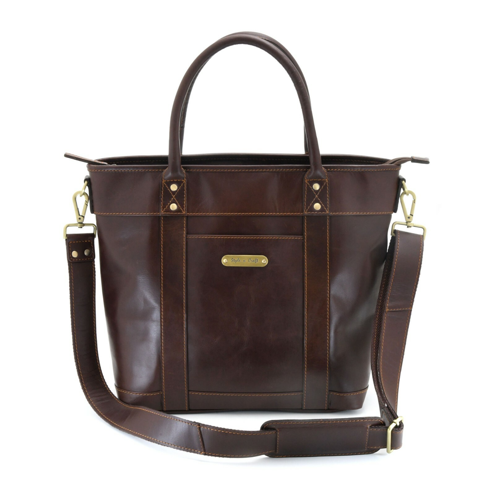 Style n Craft 392003 Men’s Tote Bag in Full Grain Dark Brown Leather