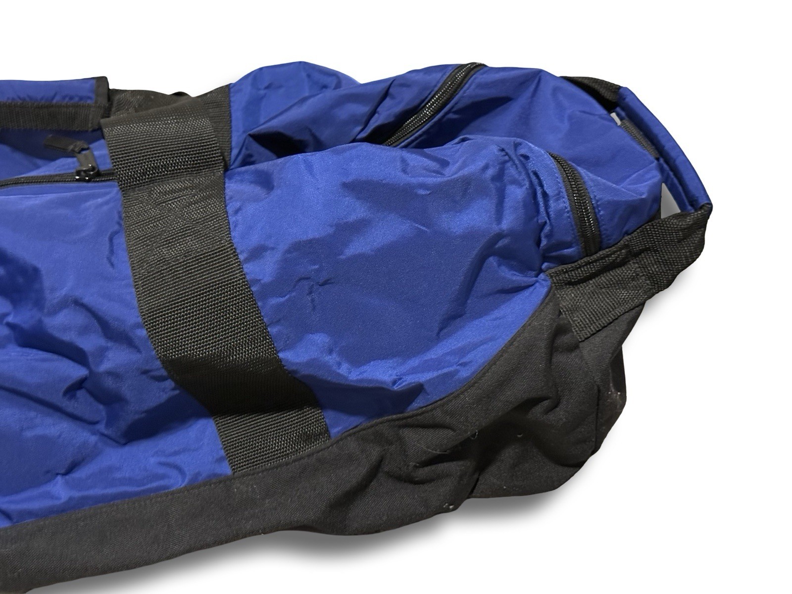 LL Bean Duffle Bag Medium Adventure Royal Blue/Black Travel Gym Nylon 05382 VTG