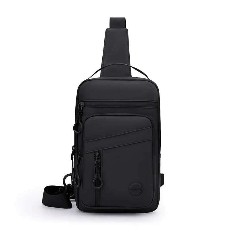 Soft Waterproof PU Leather Chest Bag Men Fashion Casual Sling Crossbody Shoulder