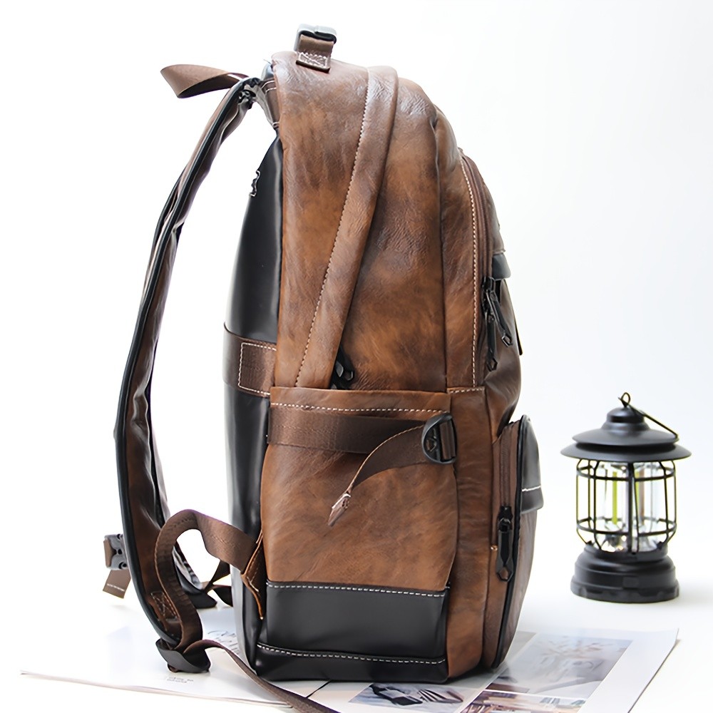 US Business Mens Genuine Leather School Backpack Laptop Travel Waterproof Bag