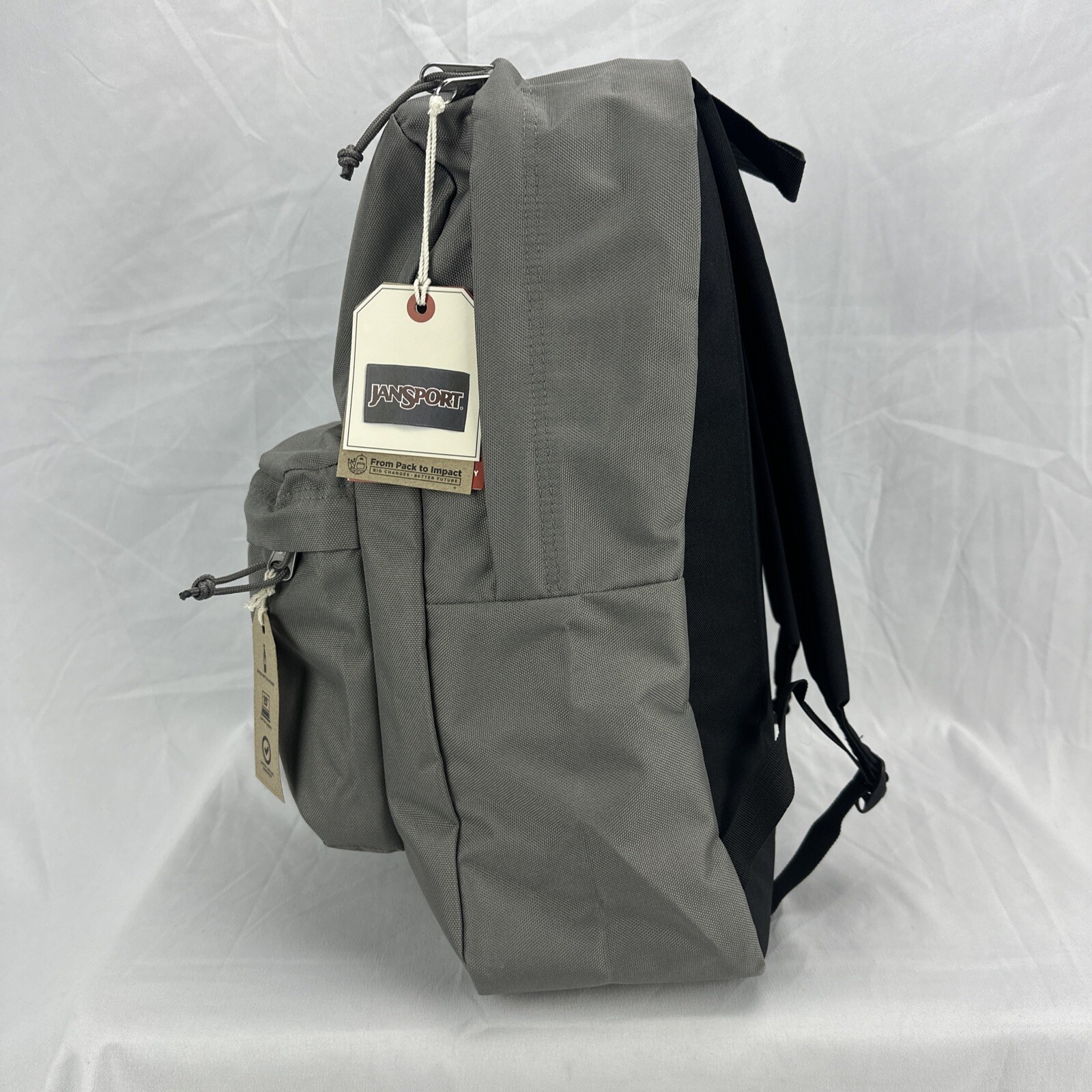 JanSport Cross Town Plus 15″ Laptop Backpack Graphite Gray 100% Recycled NWT