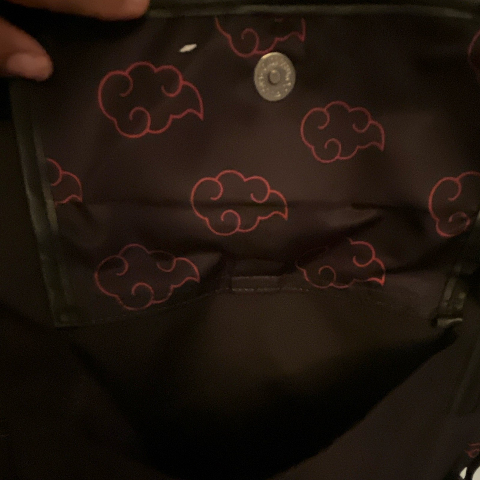 Men’s Anime Akatsuki Backpack Black/Red Cloud Print Roll-Top Zip Buckle