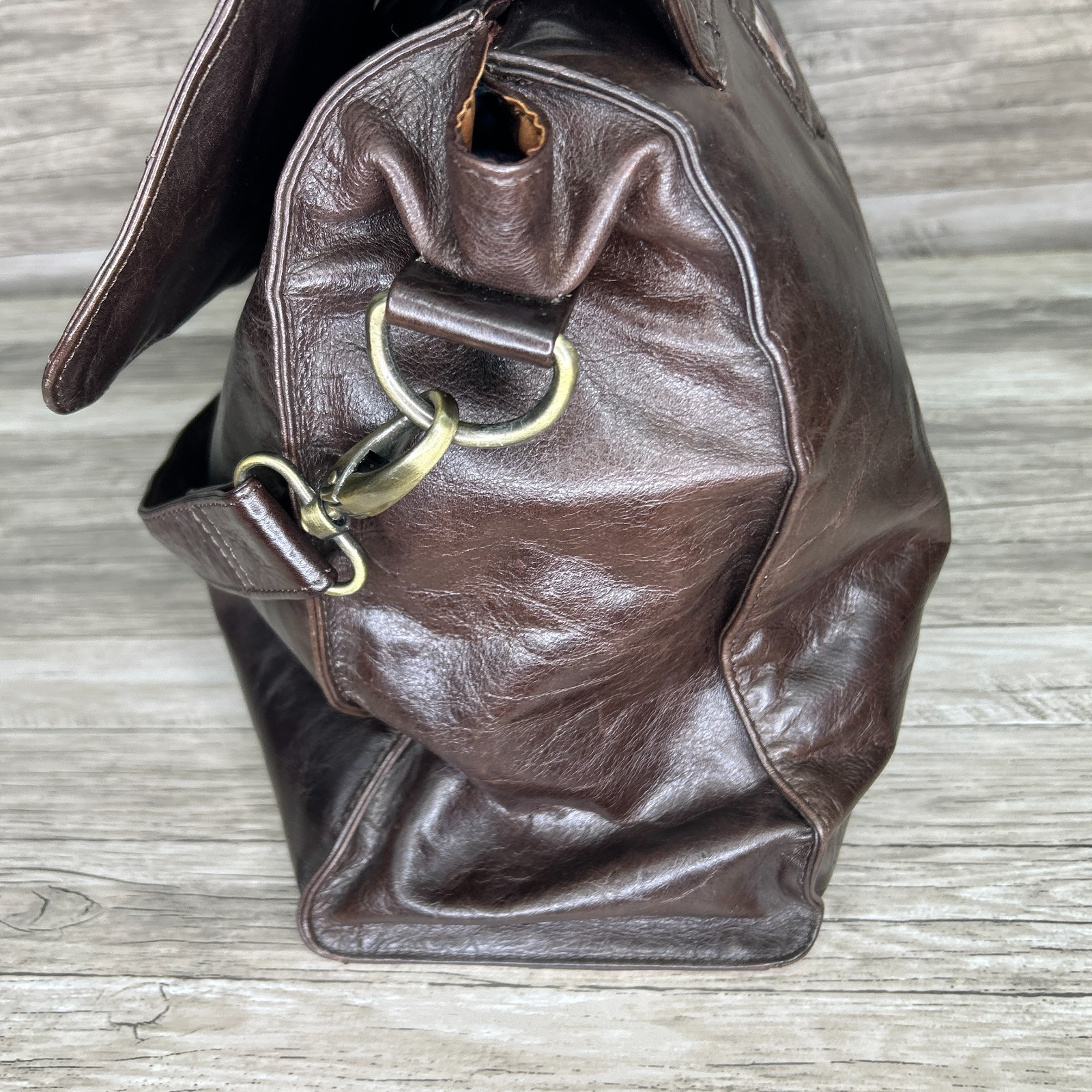 The Chesterfield Brand Brown Leather Messenger Satchel Bag Boho Quilted