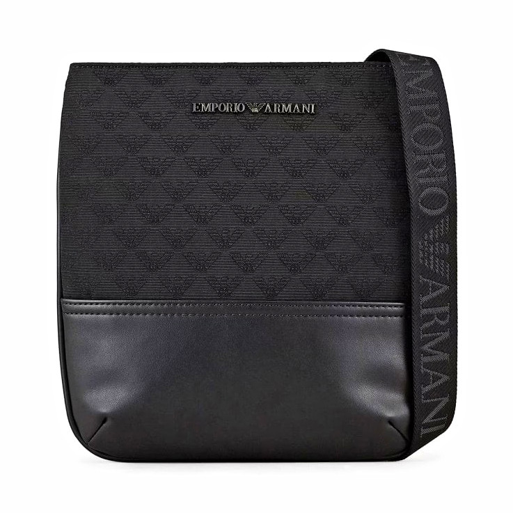 Emporio Armani Black Logo Men’s Small Messenger Bag Zip Adjustable Strap