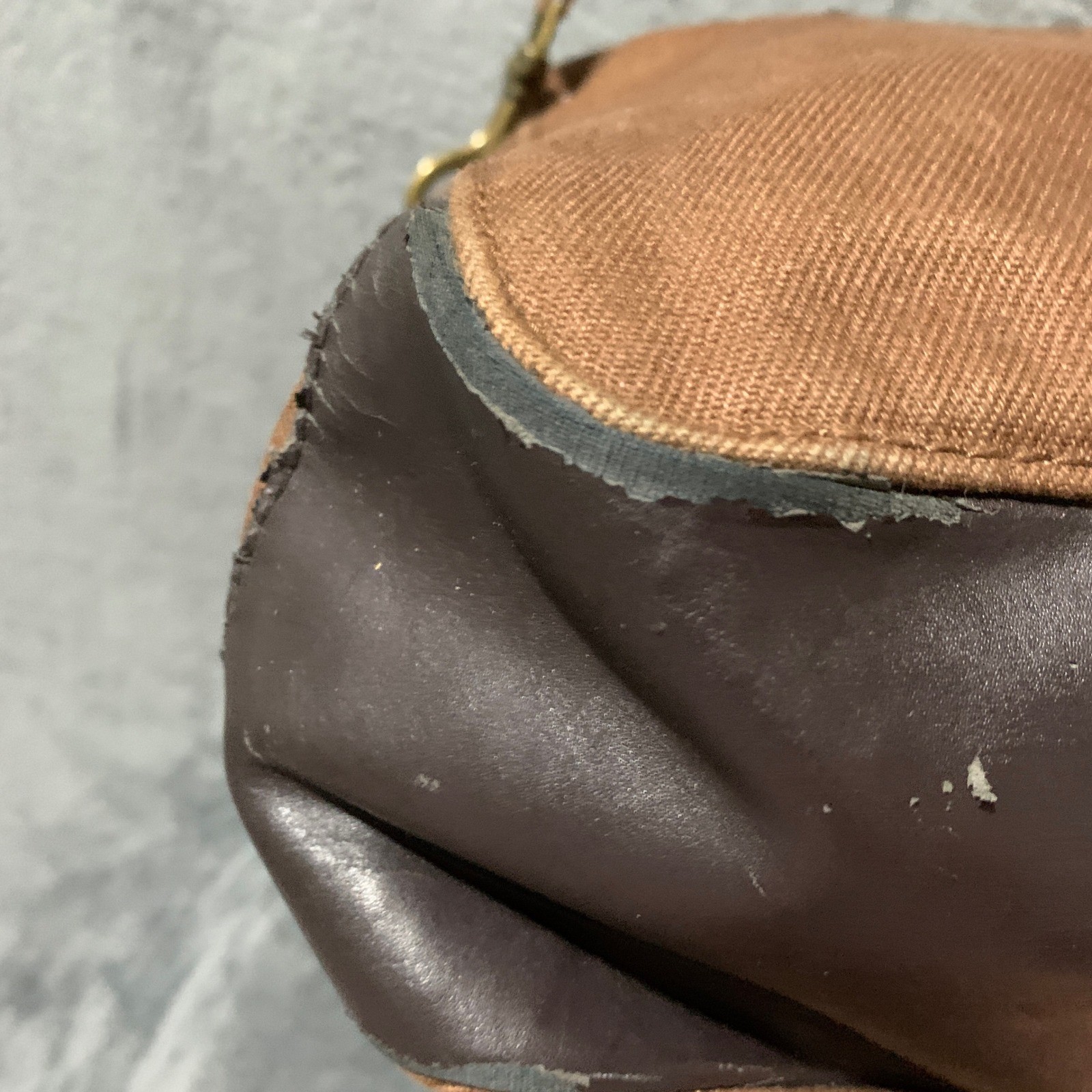 J. Crew Brown Canvas Messenger Bag Leather Trim Crossbody Satchel RN77388 Faw