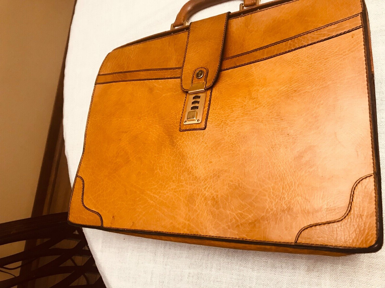 GOLDPFEIL “CARACCIOLA” Tan Leather Briefcase / Lawyer Bag – W. GERMANY