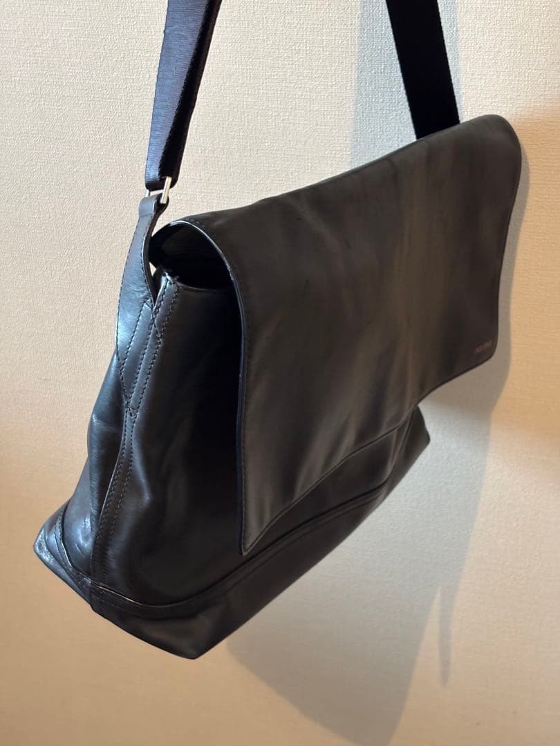 jack spade Men’s black shoulder bag flap casual leather authentic