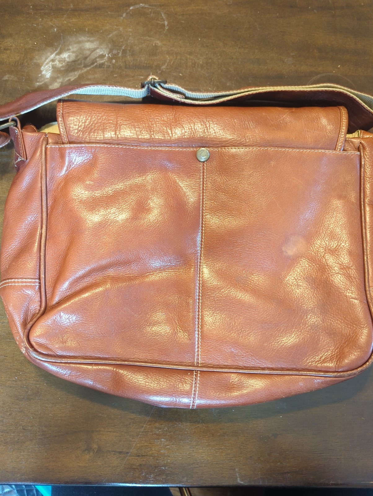 AMERICAN CREW Men’s Leather Messenger Work Bag Crossbody Bag Brown