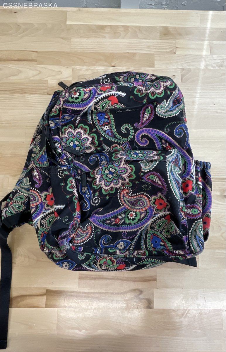 Vera Bradley Multicolor Midnight Paisley Large Campus Backpack Laptop Travel Bag