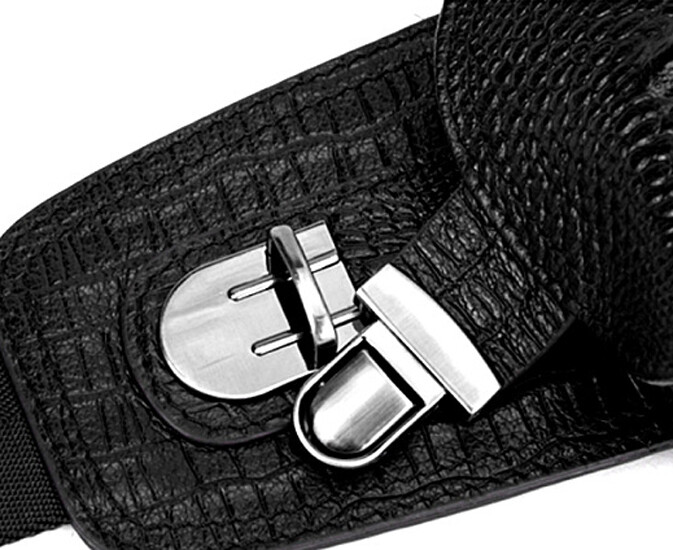 Genuine Leather Sling Backpack Black Men’s Crossbody Chest Bag Crocodile Pattern