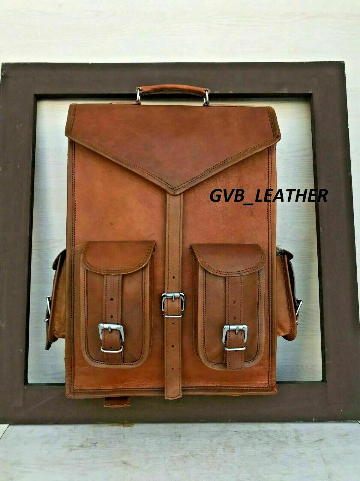 Leather Multi Pocket Backpack Genuine Travel Rucksack Bag by leather bag seller