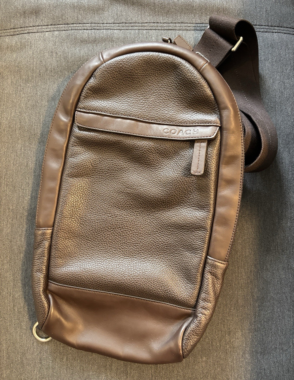 Coach Brown Men’s Sling Bag Crossbody Strap Zip, Adjustable, Outer Pockets