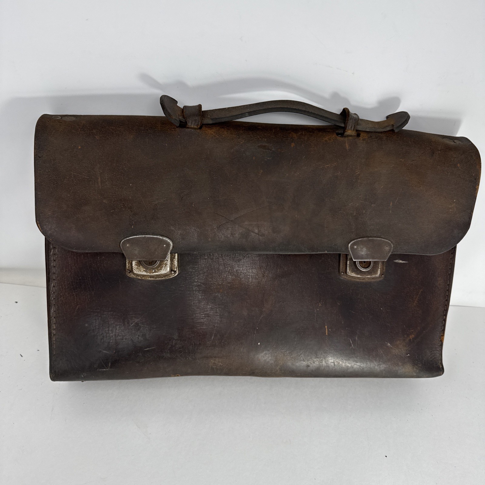 1940 1950s vintage attache briefcase german leather brown