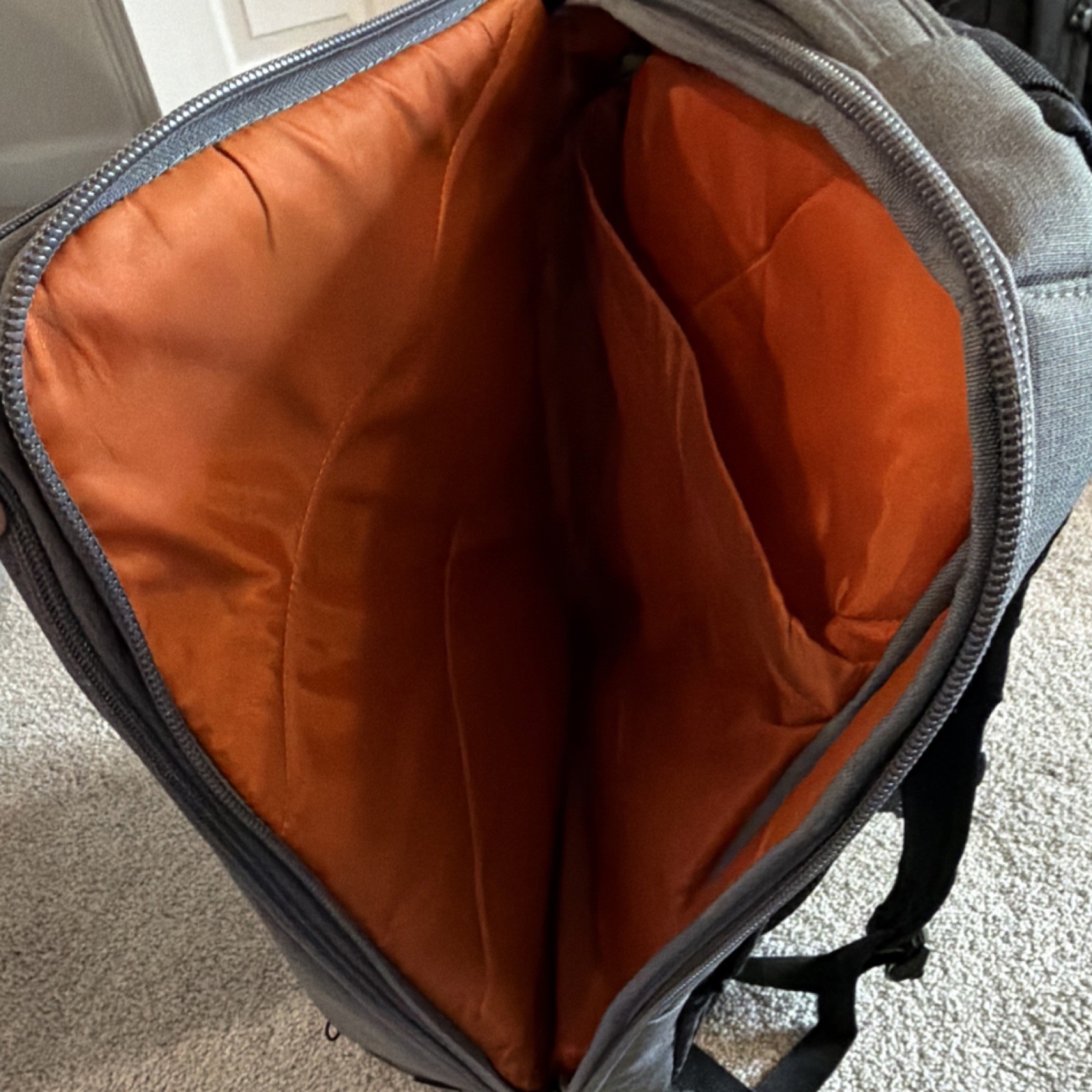 eBags Gray Backpack Organizer with Inner Dividers and Orange Interior