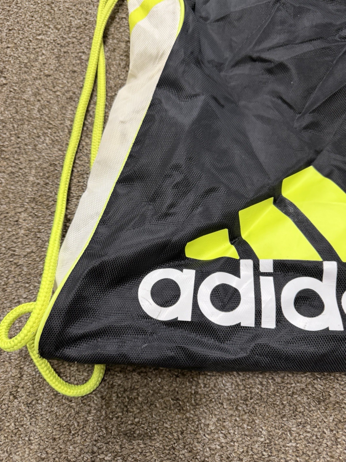 Adidas Drawstring Sackpack Black & Neon Green Backpack Gym Bag SKU:O