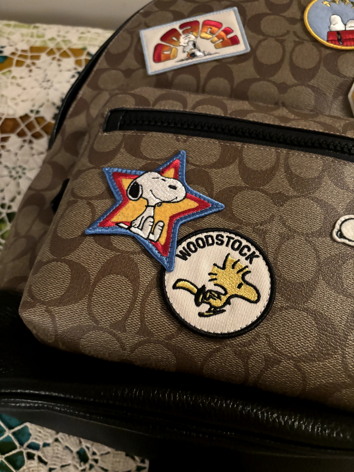 NWT Coach Coach X Peanuts West Backpack In Signature Canvas With Patches CE487