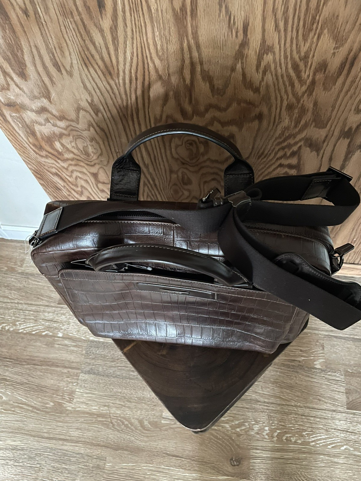 NWT Gianni Conti Croc Leather Briefcase Italy $798