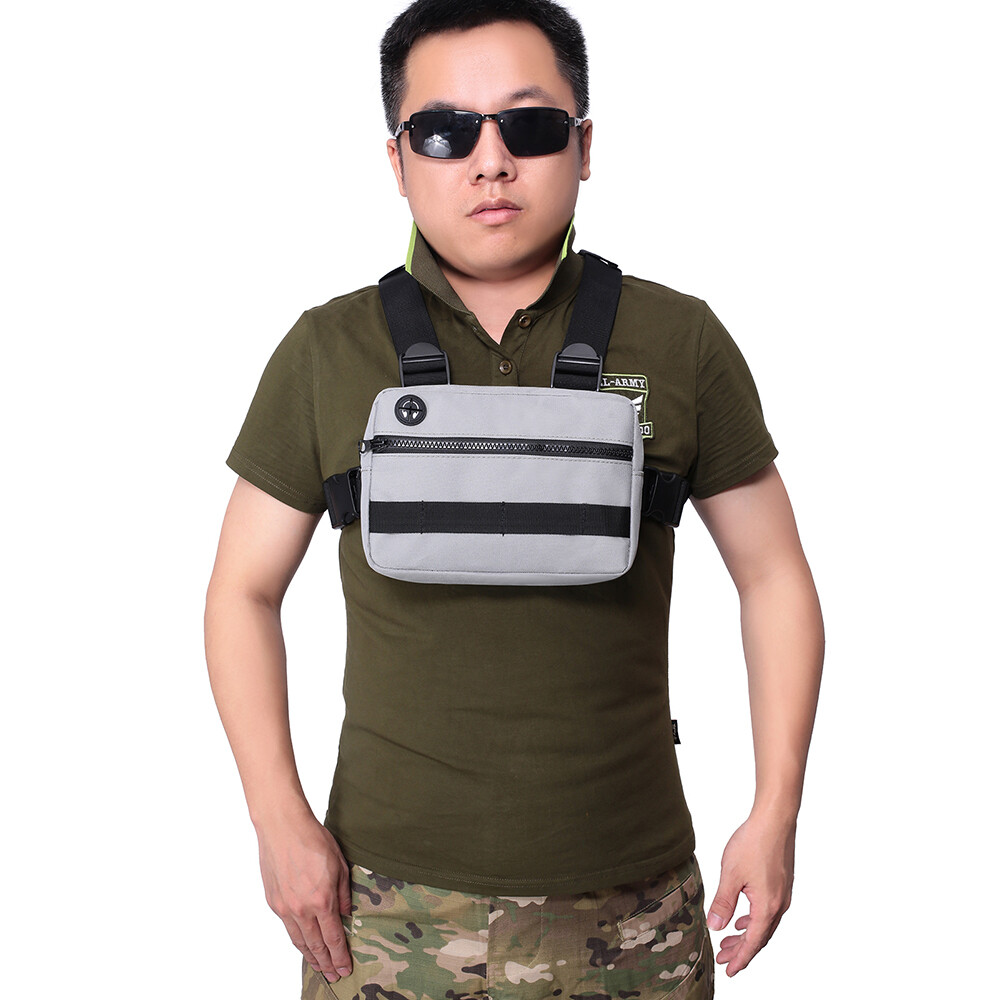 Men Tactical Molle Chest Rig Bag Front Pouch Recon Kit Bag Sport Protective Vest
