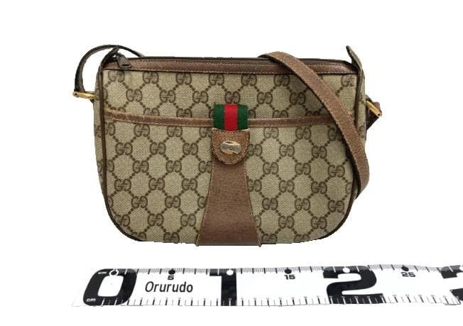 Gucci Shoulder Bag Beige Sherry Line Supreme Old Gucci PVC 9x7x4 inch Vintage